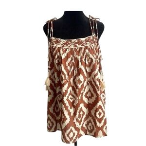 NWT Haute Hippie Seashell Tribal Beaded Flowy Strap Top 0016